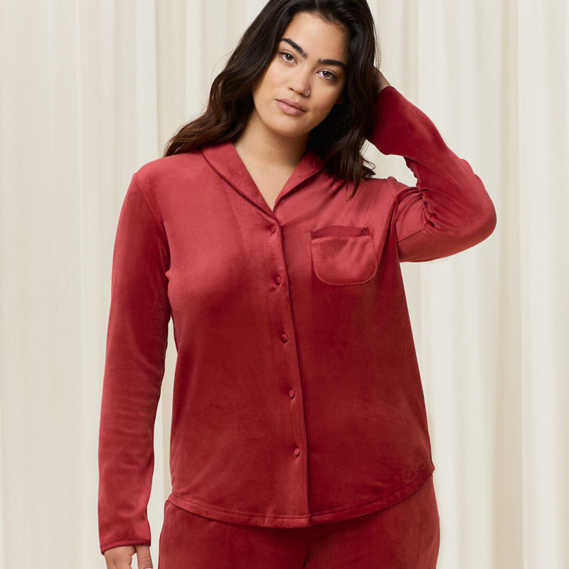 Triumph Mix & Match Velour Boyfriend Natskjorte - Rød