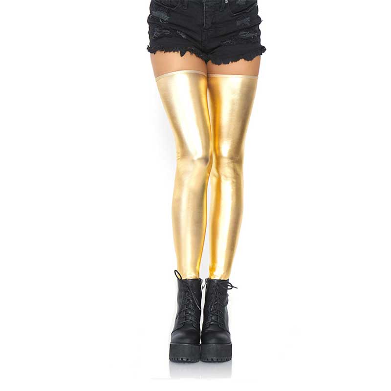 Leg Avenue Izzy Wetlook Selvsiddende Strømper - Guld