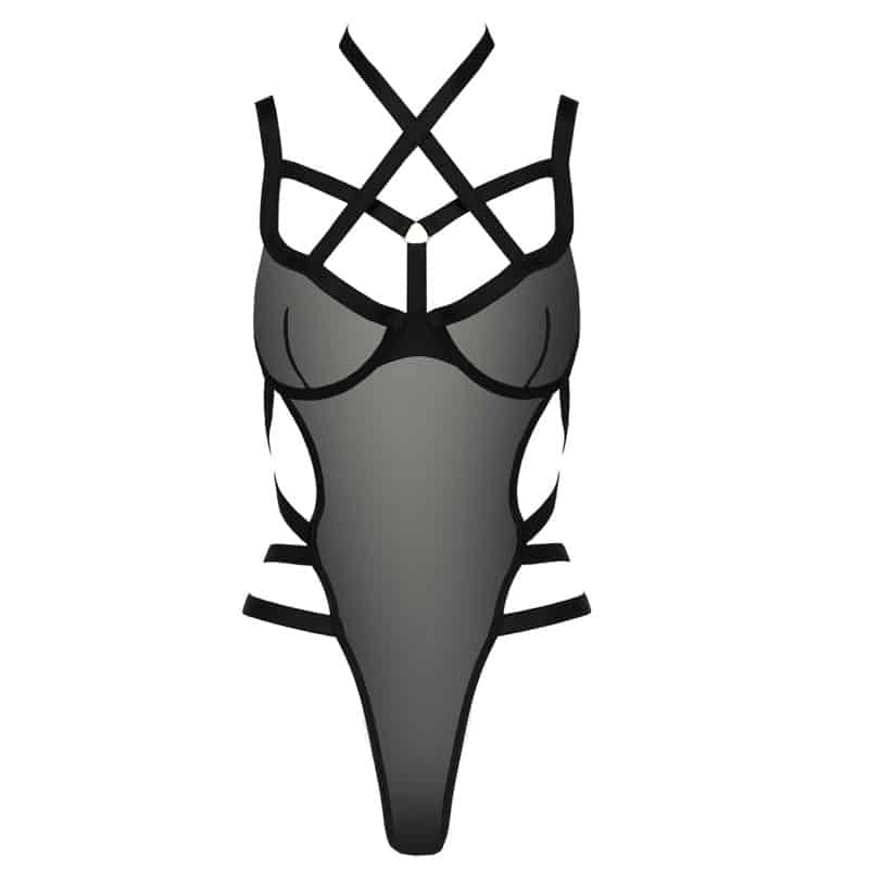 Forførende Passion Hagar Bodystocking i Sort - Tilbud!