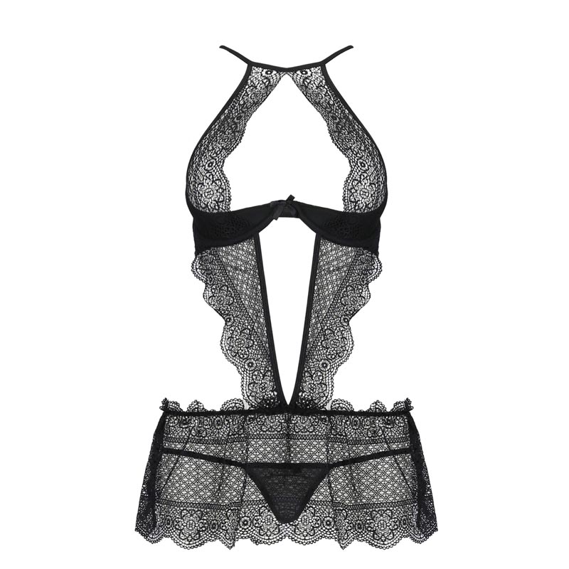 Forførende Passion Yona Chemise i Sort – Intimt Undertøj