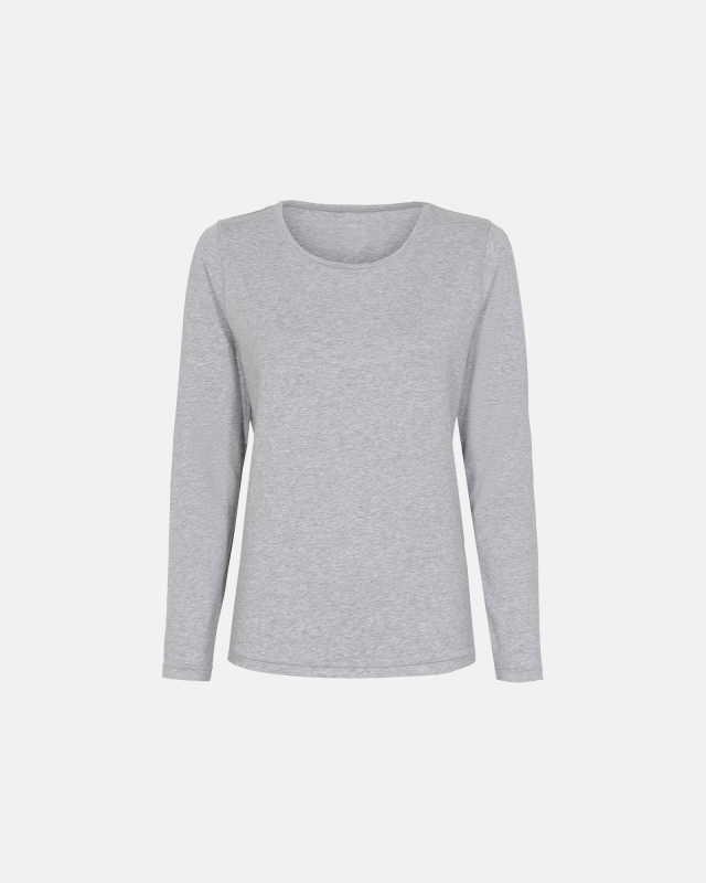 Bambus Langærmet T-shirt i Lys Grå Melange