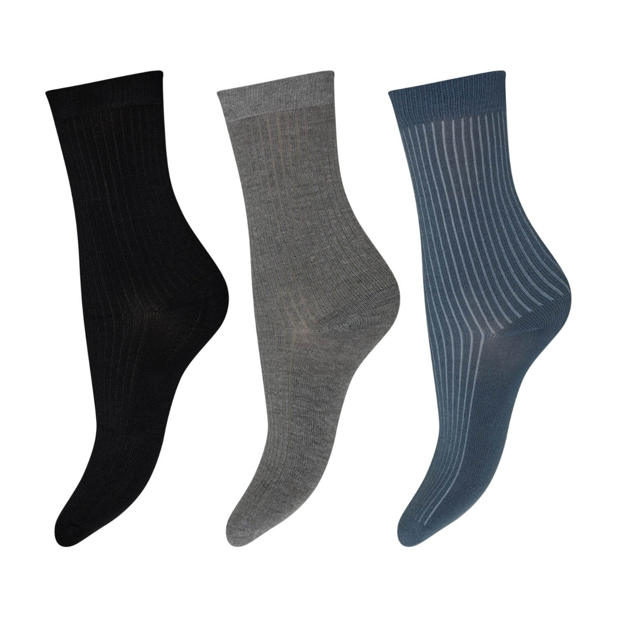 3 par Decoy damestrømper, navy, blå & grå. str. 37-41