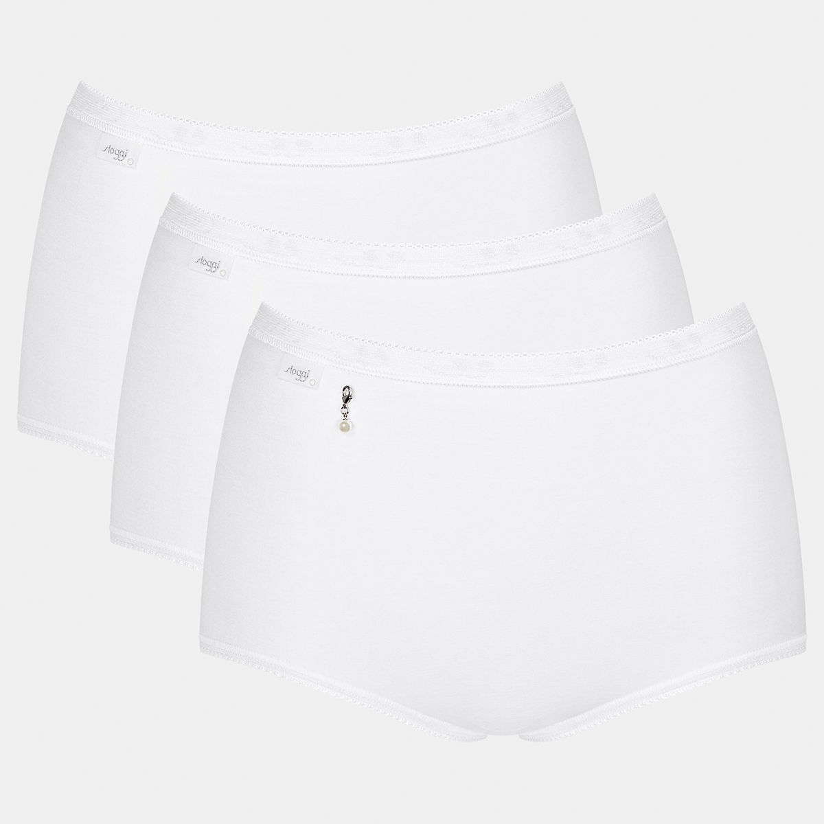 Sloggi Basic H Pearl 3-pack maxi trusse, hvid, Størrelse: 38, Dame