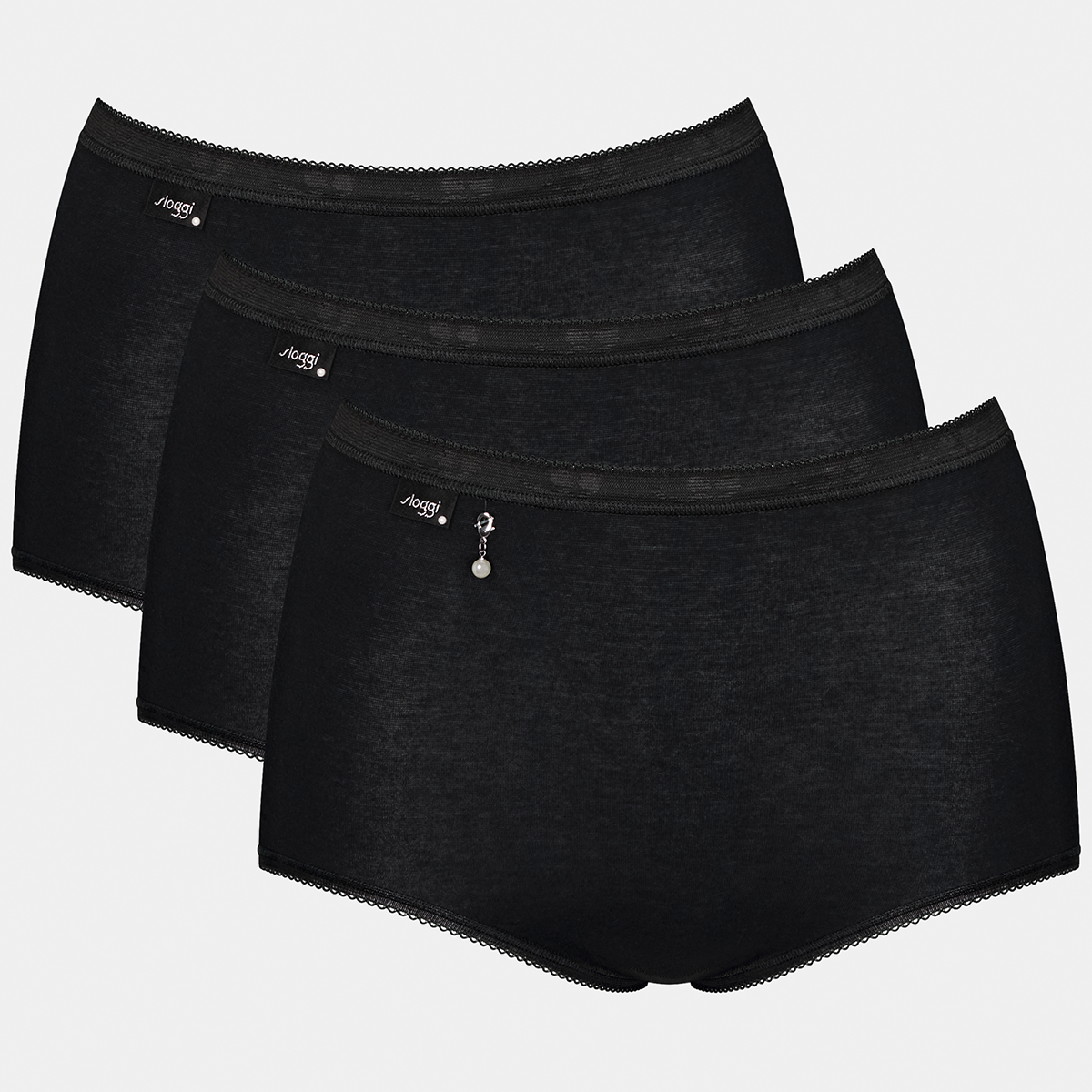 Sloggi Basic H Pearl 3-pack maxi trusse, sort, Størrelse: 38, Dame