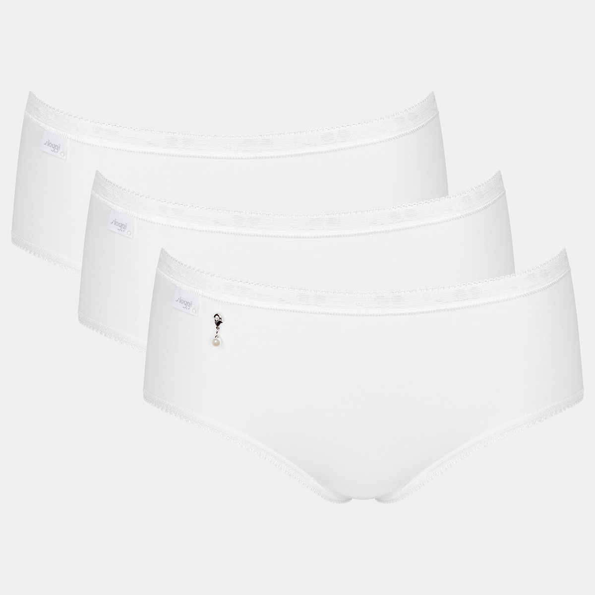 Sloggi Basic H Pearl 3-pack midi trusse, hvid, Størrelse: 44, Dame