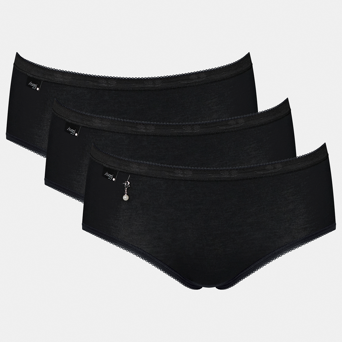 Sloggi Basic H Pearl 3-pack midi trusse, sort, Størrelse: 42, Dame