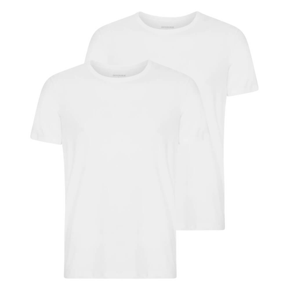 2-Pak Hvide Bambus T-Shirts - Str. Medium