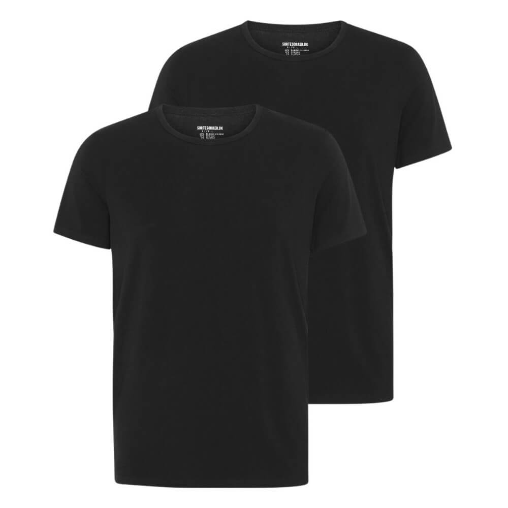2-Pak Sort bambus t-shirt til mænd, str. 3XL