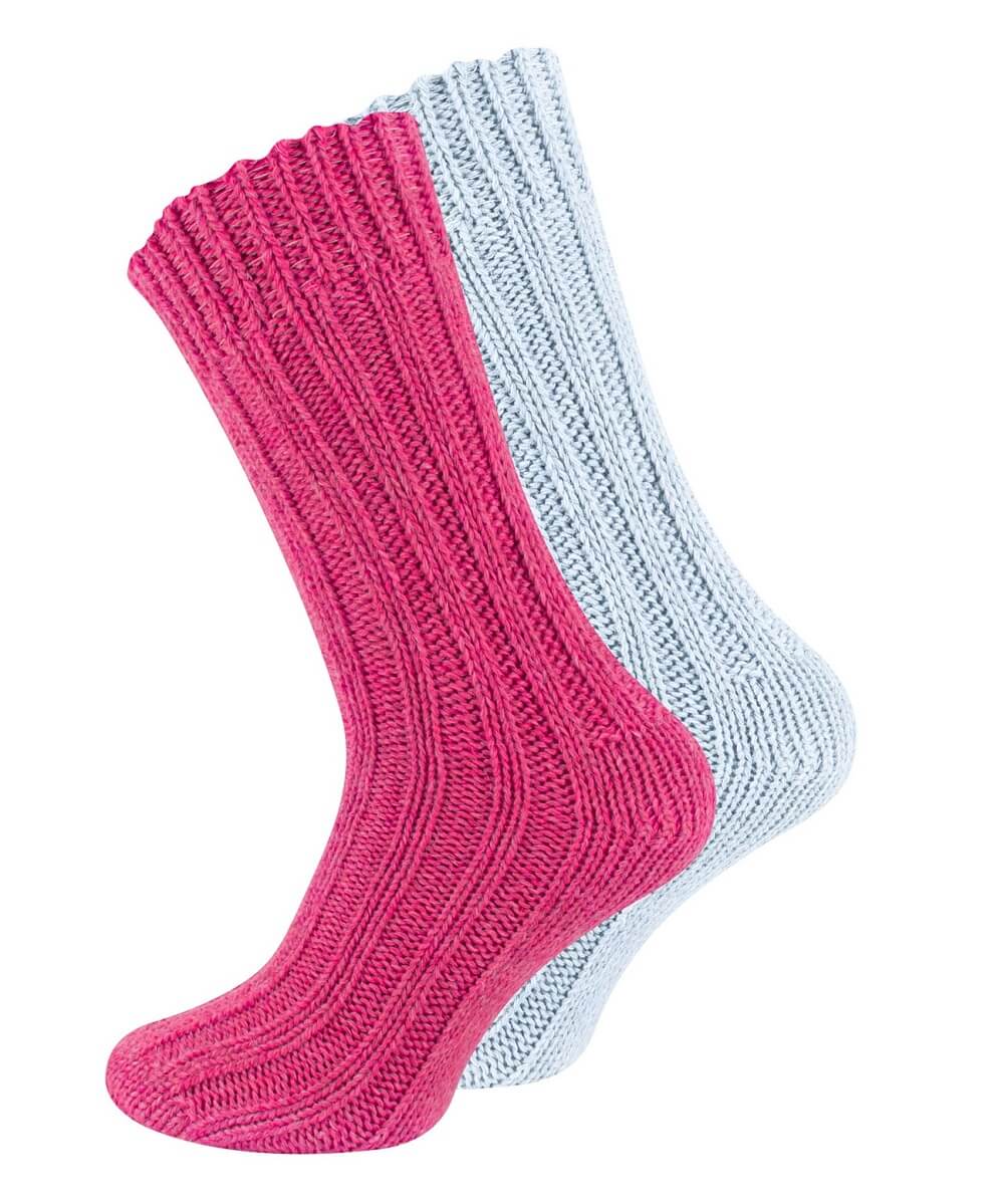 2 par uldsokker, alpaka, pink og lyseblå