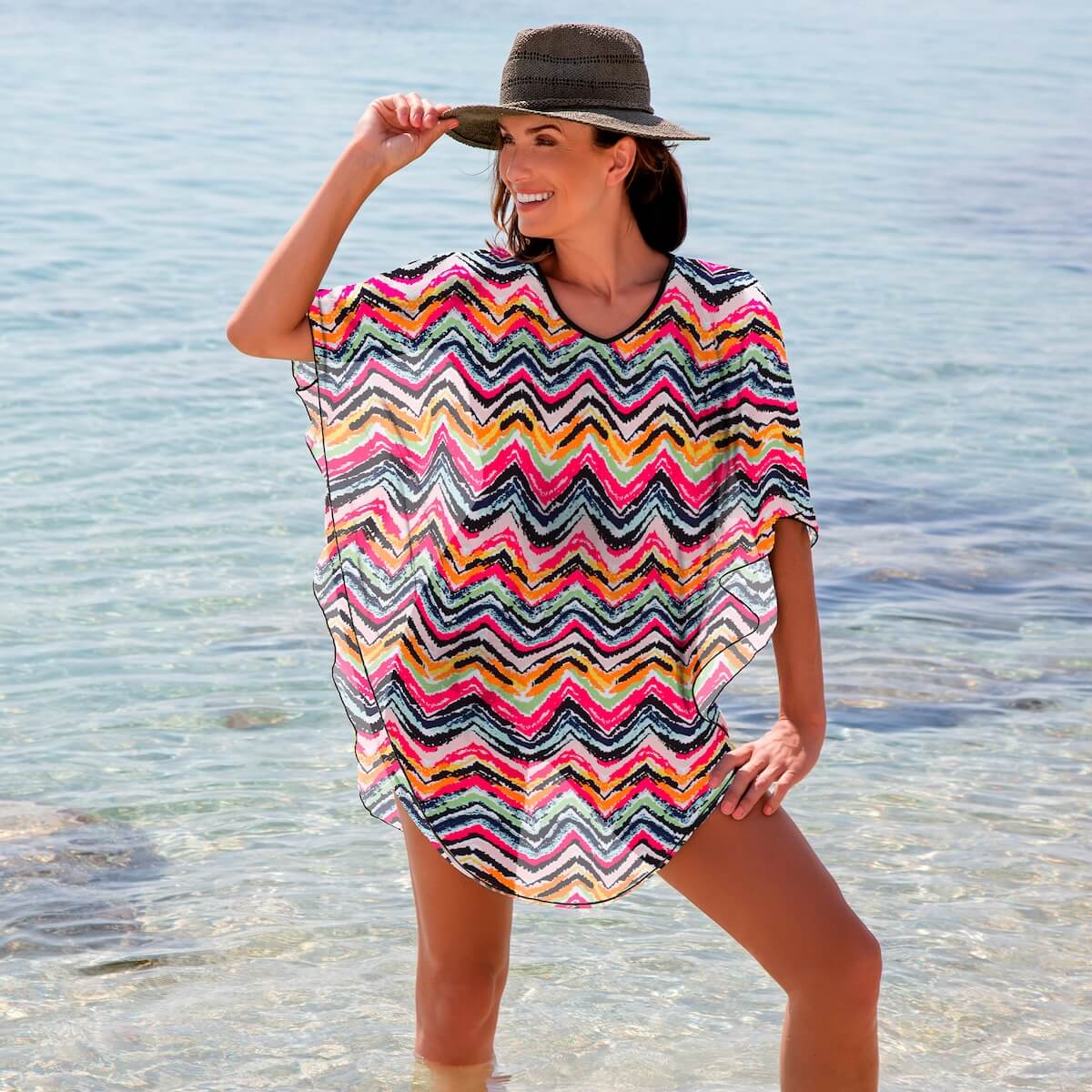 Wiki Jamaica poncho, multi, Størrelse: S/M, Dame