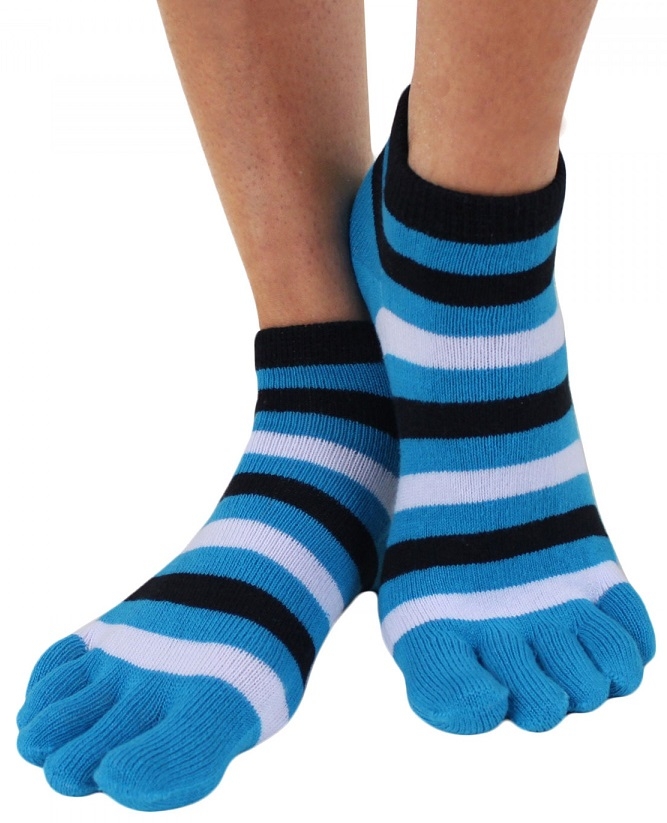 Ankel Tåsokker TOETOE Essential, Stripy Turkis (Korte Sokker)