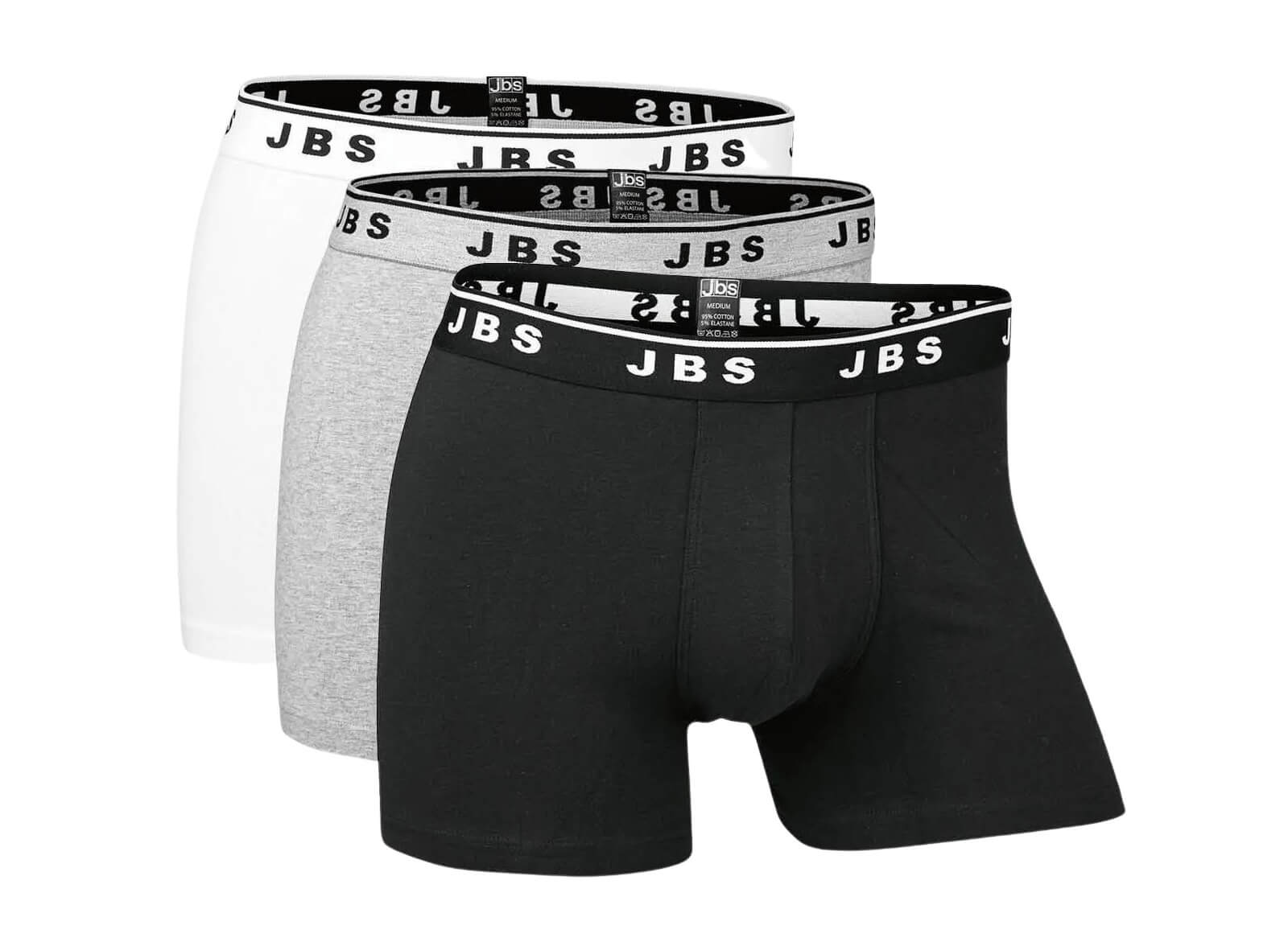 3-Pak JBS boxershorts, sort, grå og hvid, str. XL